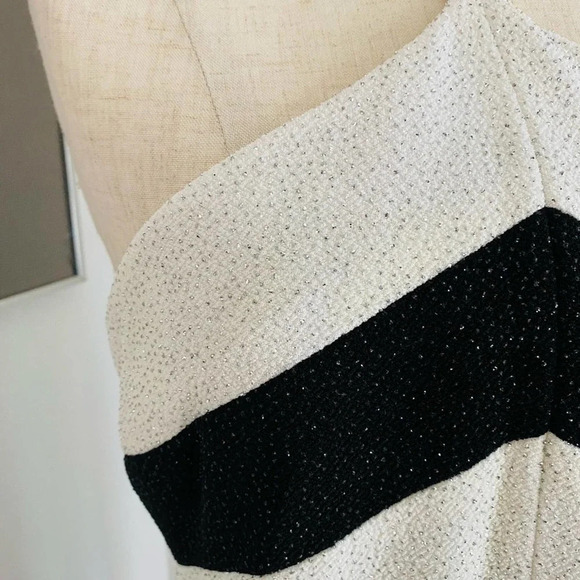 Vintage 90s Cache Halter Sparkle Black & White Formal Dress - Picture 7 of 16